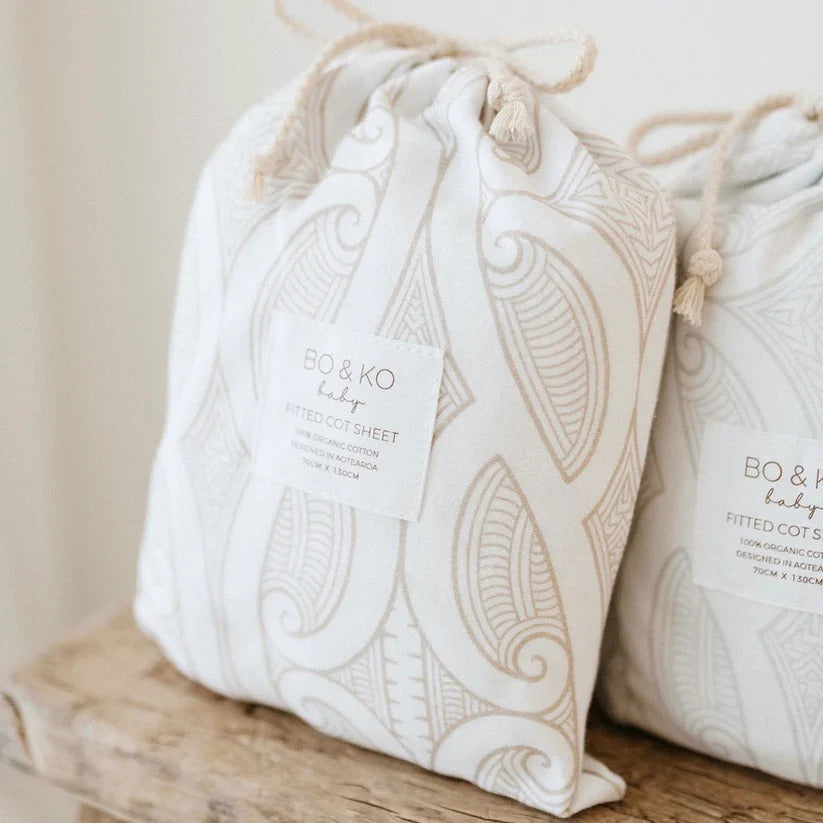 BO & KO Baby Te Pātiki Fitted Cot Sheet