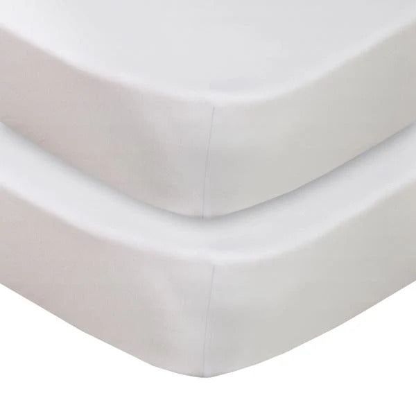 Living Textiles Bassinet Fitted Sheets 2pk White - Clearance