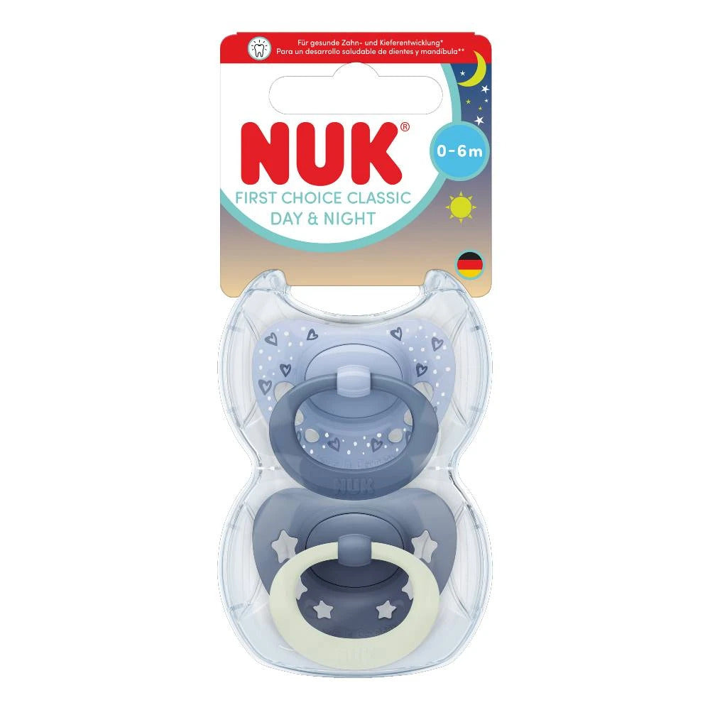 NUK First Choice Classic Day & Night Soothers 2pk - Blue