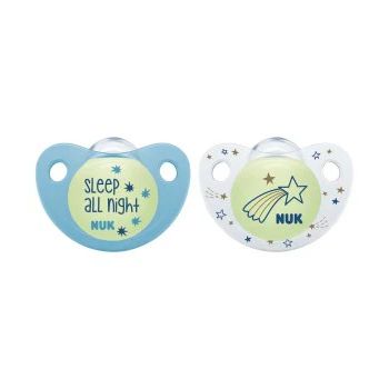NUK Glow In Dark Silicone Soother 0-6mths 2Pk