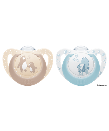 NUK First Choice Soothers 2pk 0-6mths - Beige/Blue