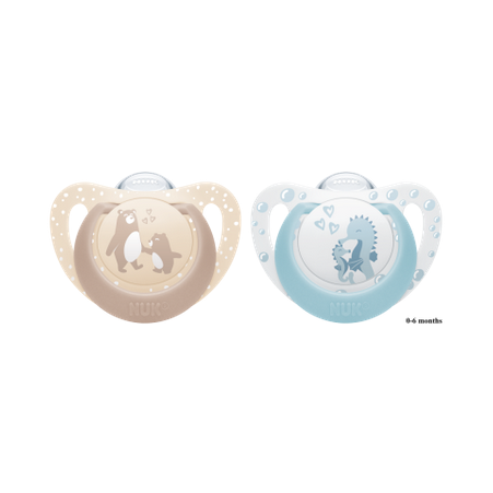 NUK First Choice Soothers 2pk 0-6mths - Beige/Blue