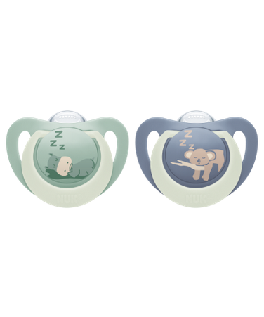 NUK First Choice Night Soothers 2pk - Green/Blue