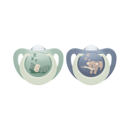 NUK First Choice Night Soothers 2pk - Green/Blue