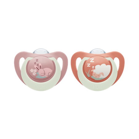 NUK First Choice Night Soothers 2pk - Pink/Red