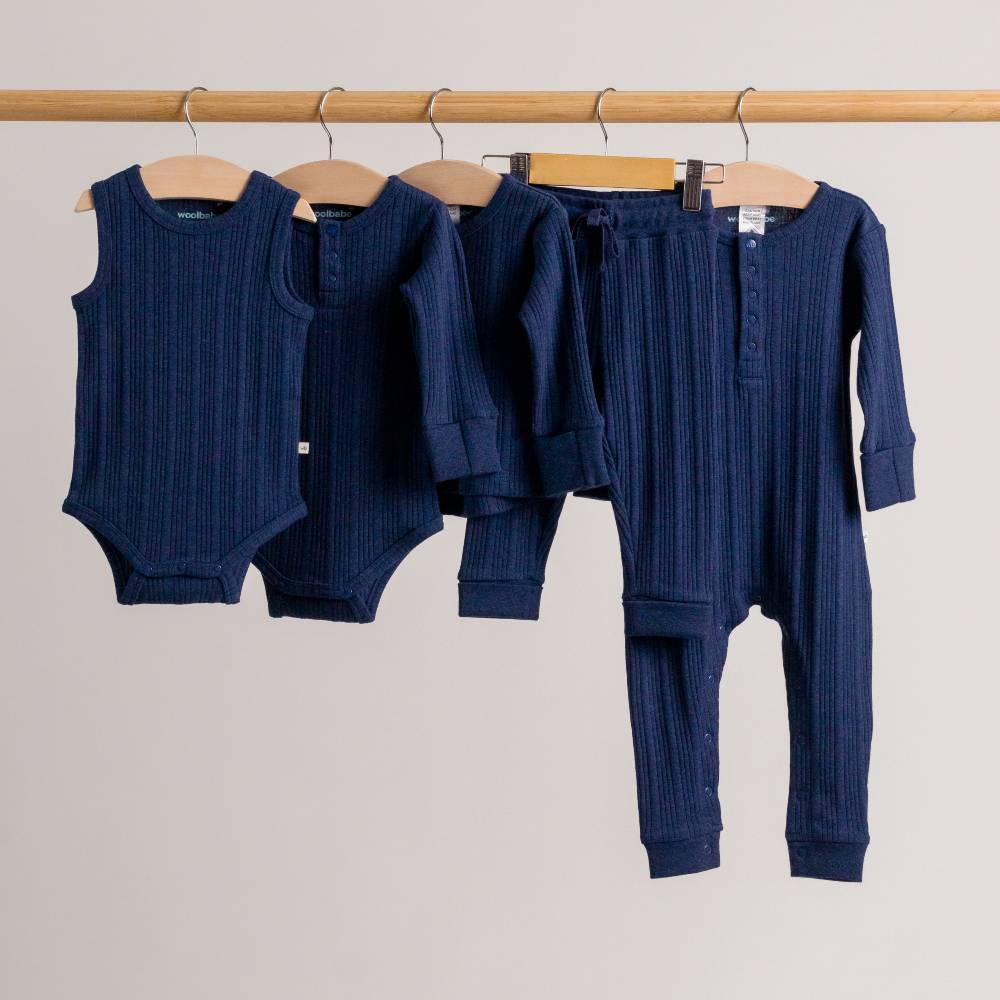 Woolbabe Organic Cotton/Merino Singletsuit Tekapo Marl