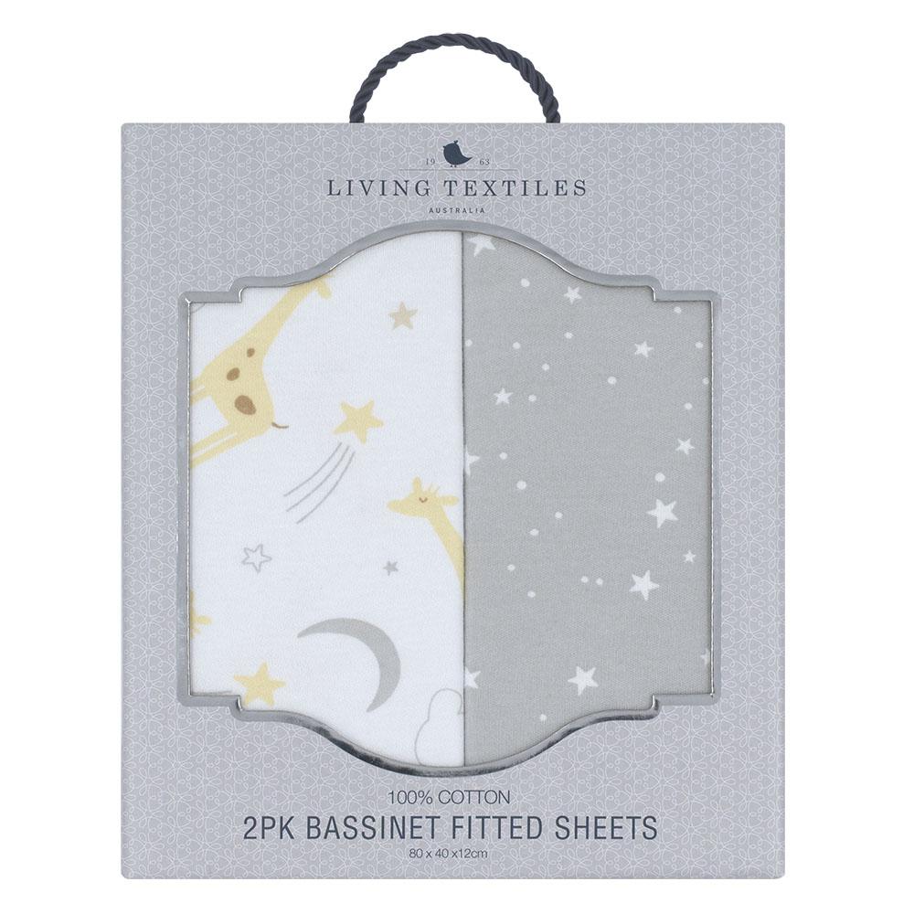 Living Textiles Bassinet Fitted Sheets 2pk Noah - Clearance