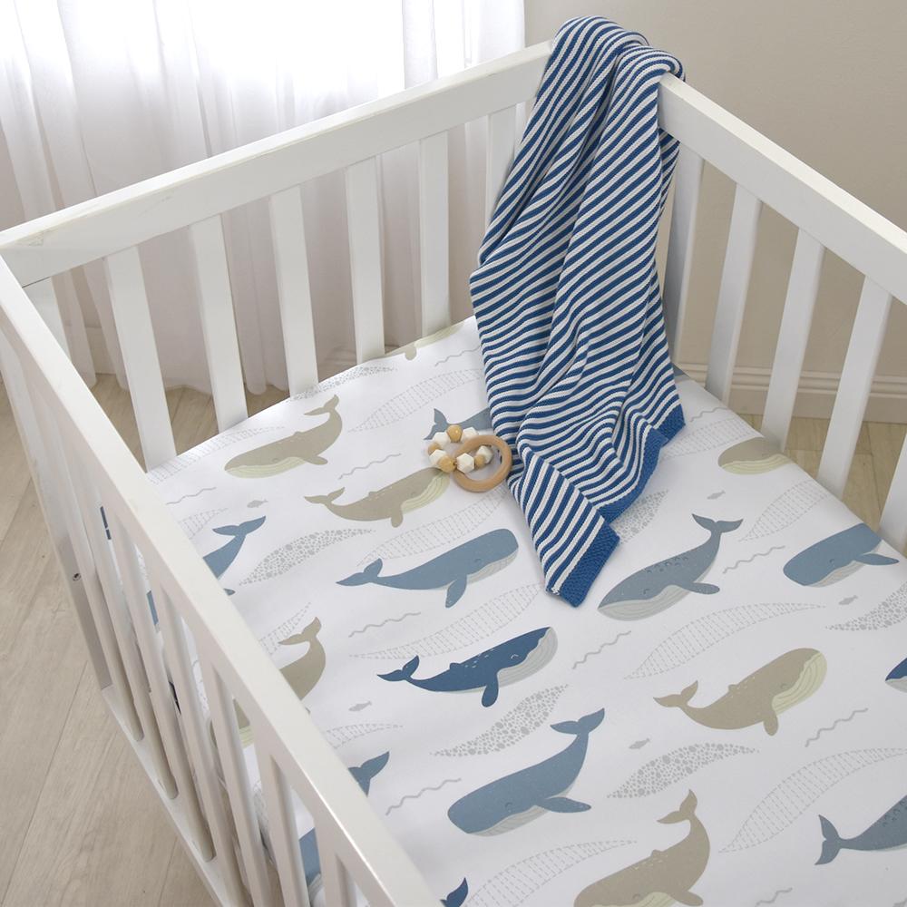 Lolli Living Cot Fitted Sheet Oceania Whales