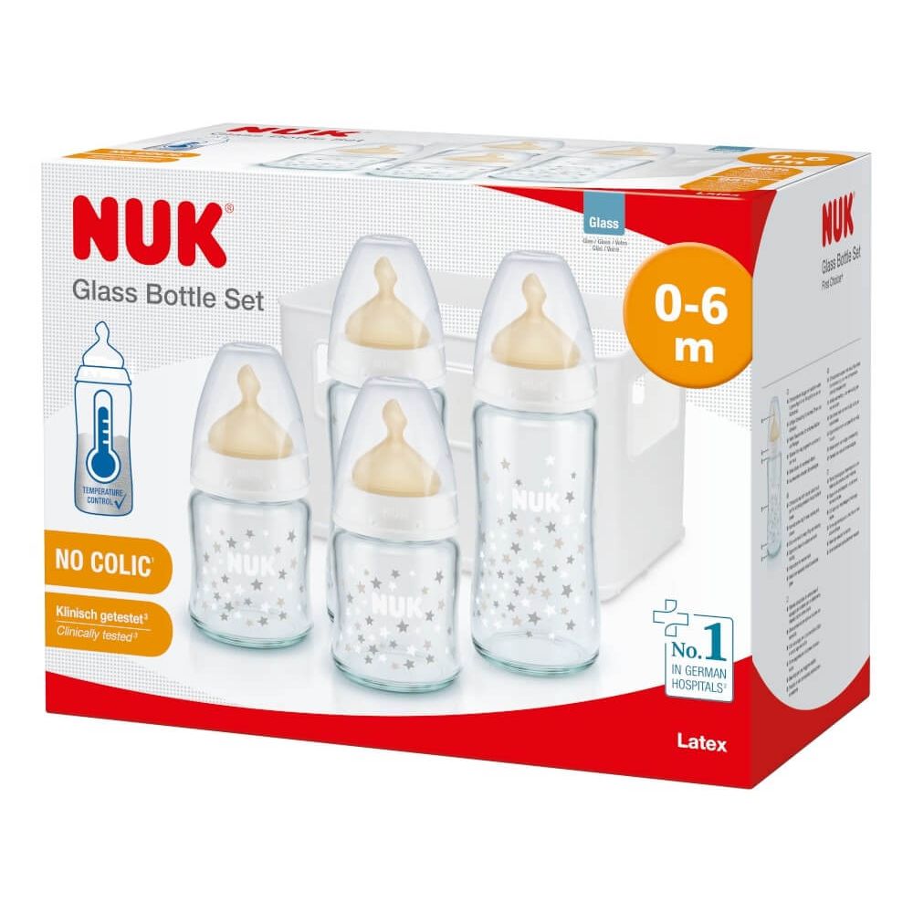 NUK First Choice+ Glass Bottle Starter Set with Latex Teats