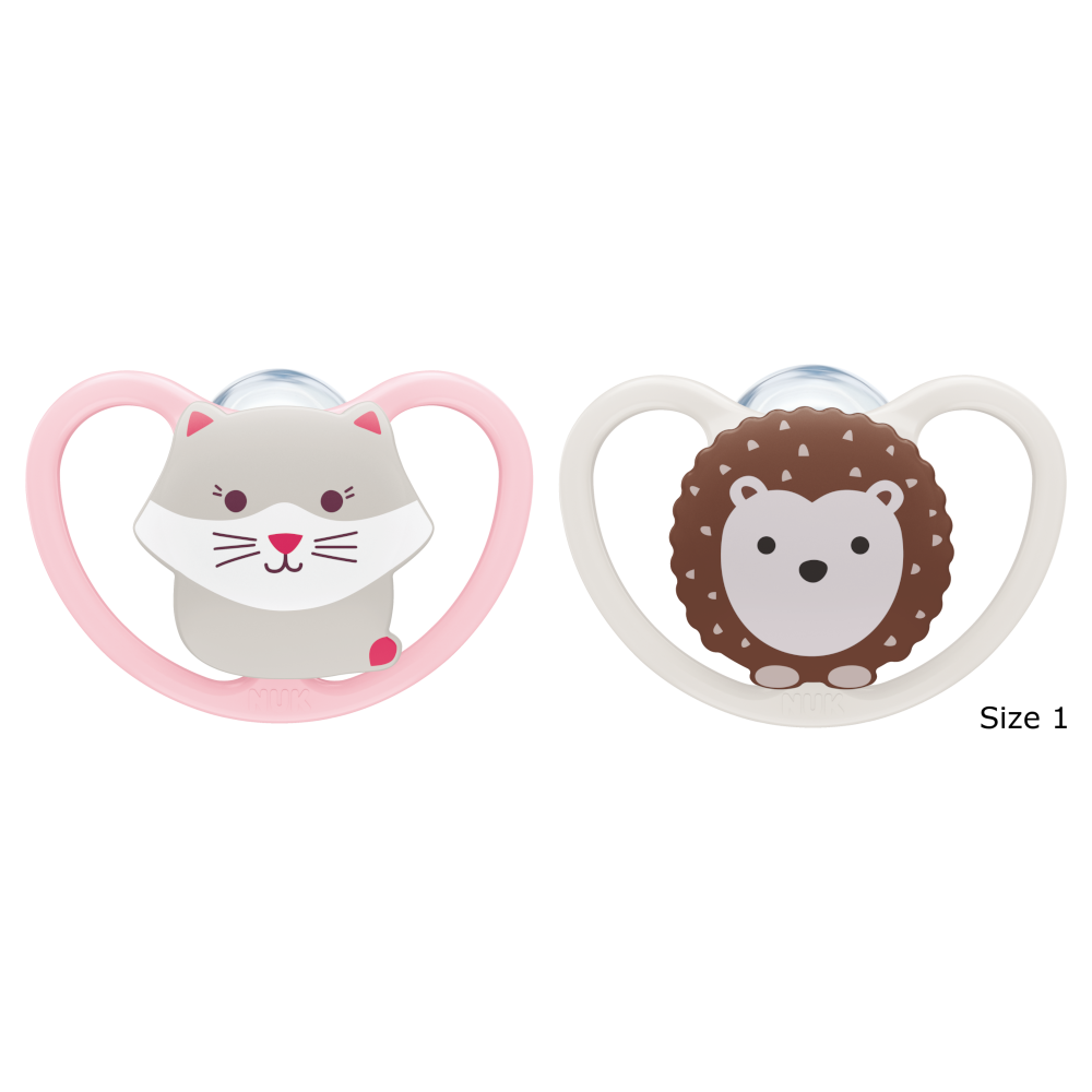 NUK Space Silicone Soothers 0-6mths 2pk