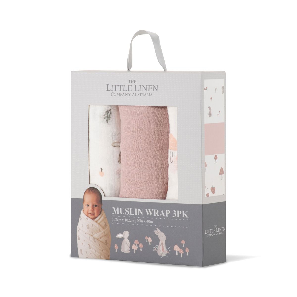 Little Linen Muslin Wraps 3Pk