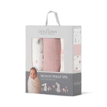 Little Linen Muslin Wraps 3Pk