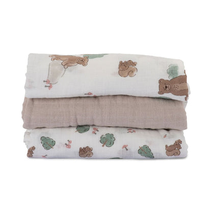 Little Linen Muslin Wraps 3Pk