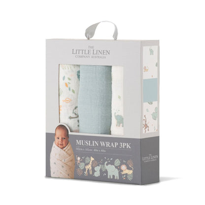 Little Linen Muslin Wraps 3Pk