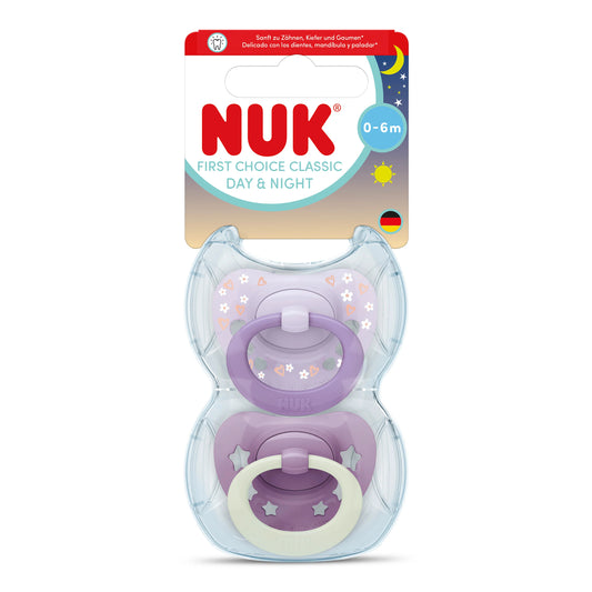 NUK First Choice Classic Day & Night Soothers 2pk - Purple