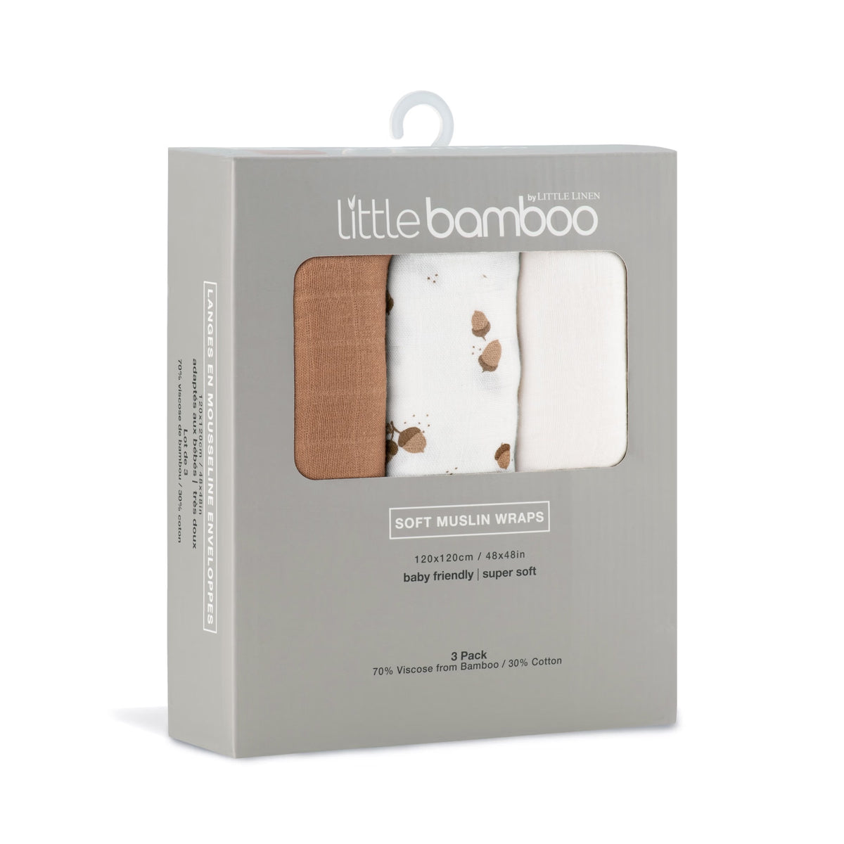 Little Bamboo Muslin Baby Wraps 3pk