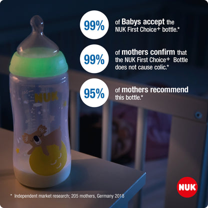 NUK First Choice Plus Night Baby Bottle with Temperature Control 300ml 6-18m