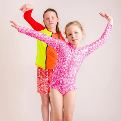 Neon by Nestling Sleeved Girls Swimsuit