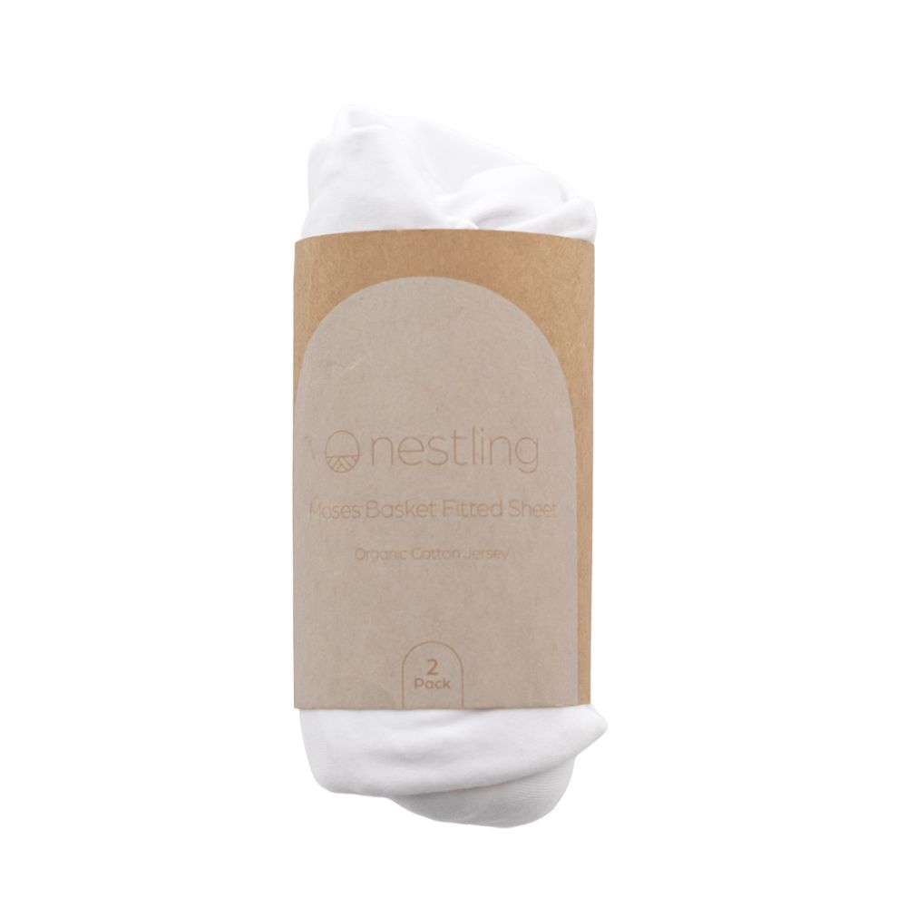 Nestling Moses Basket Jersey Fitted Sheet - 2pk