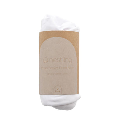 Nestling Moses Basket Jersey Fitted Sheet - 2pk