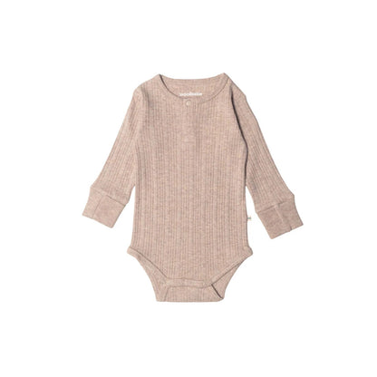 Woolbabe Organic Cotton/Merino Long Sleeve Henley Bodysuit