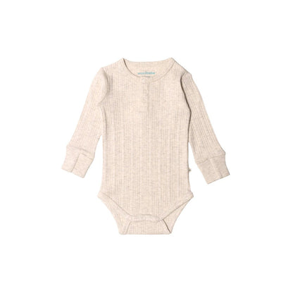 Woolbabe Organic Cotton/Merino Long Sleeve Henley Bodysuit