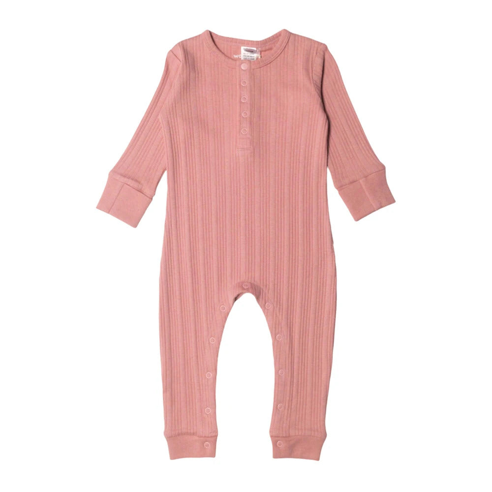 Woolbabe Organic Cotton/Merino Long Sleeve Henley Suit