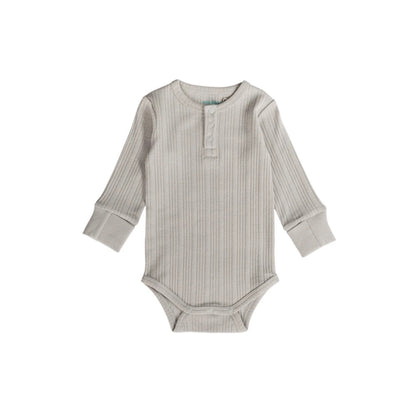 Woolbabe Organic Cotton/Merino Long Sleeve Henley Bodysuit