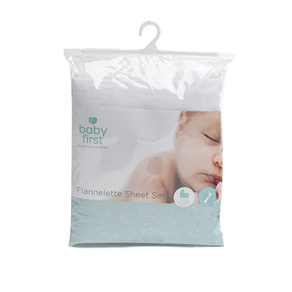 Baby First Large Flannelette Sheet Set White