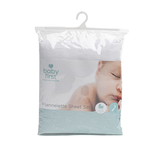 Baby First Large Flannelette Sheet Set White