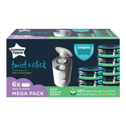 Tommee Tippee 6pk Twist & Click Nappy Bin Refill