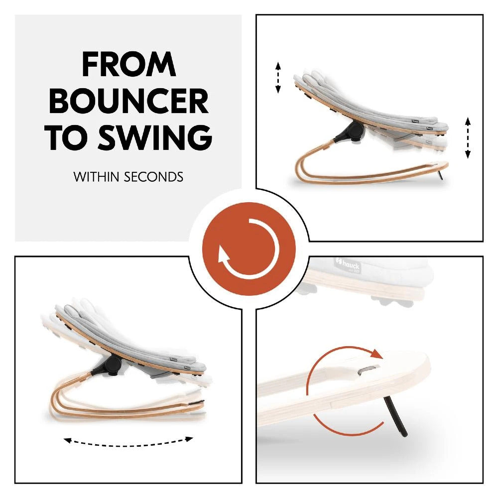 Hauck Highchair 3-in-1 Wooden Bouncer Eco - Light Grey