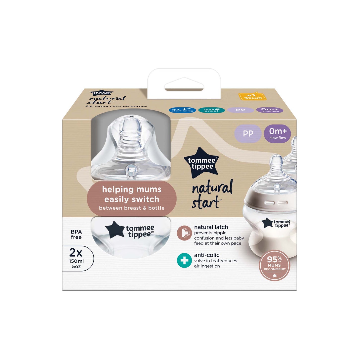 Tommee Tippee Natural Start 150ml Bottle 2pk