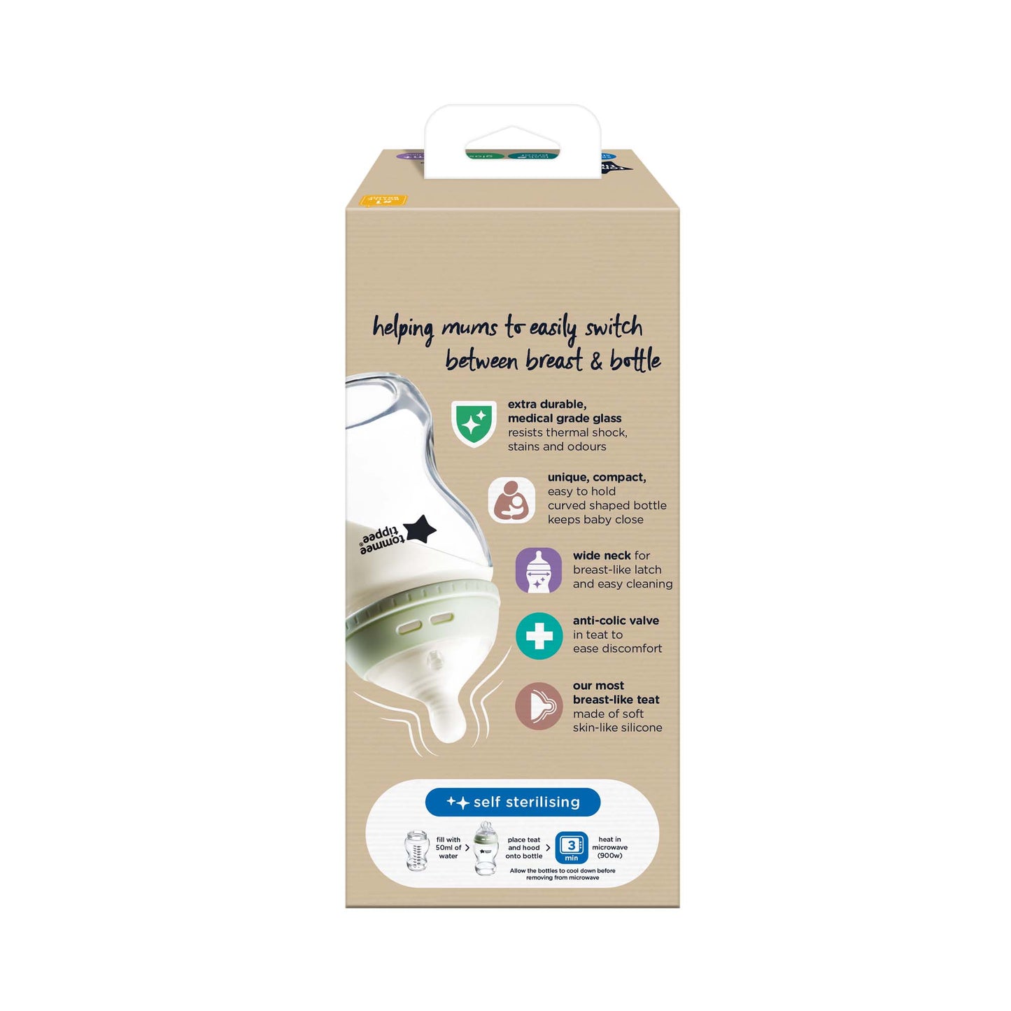 Tommee Tippee Natural Start 250ml Glass Bottle 1pk