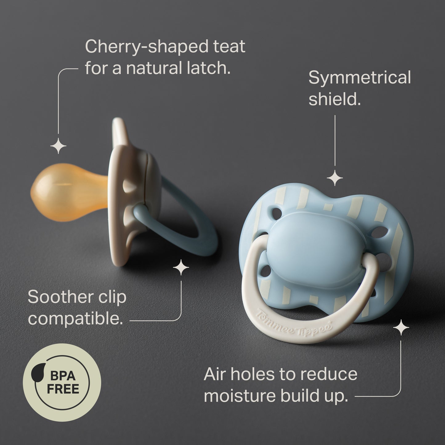 Tommee Tippee Natural Latex Soothers 2pk - Assorted Colours