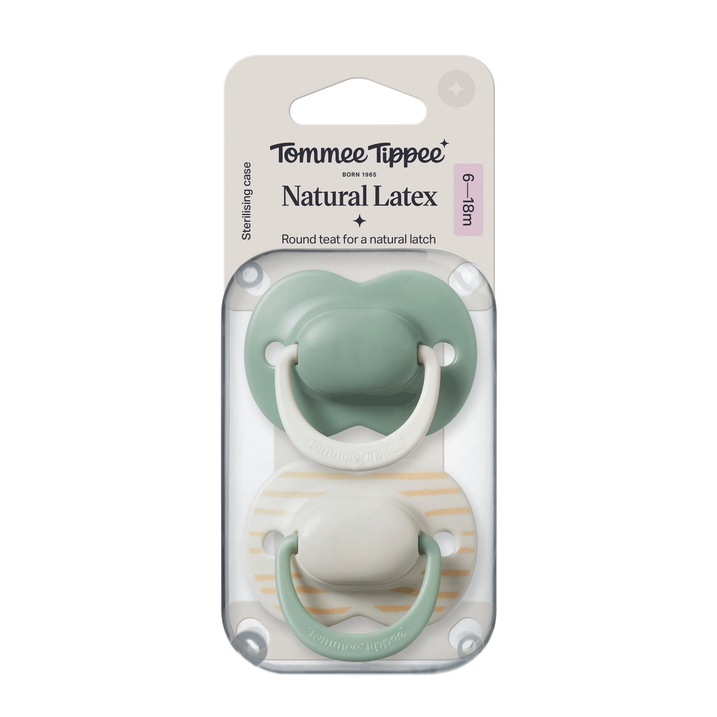 Tommee Tippee Natural Latex Soothers 2pk - Assorted Colours