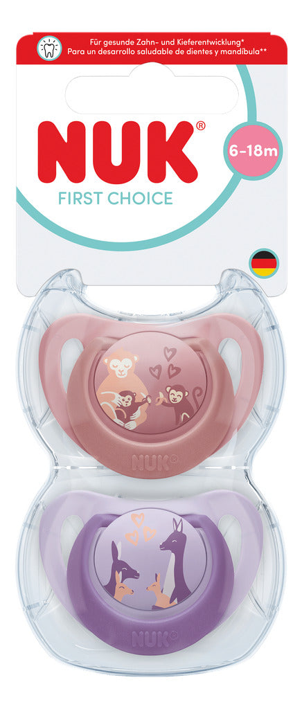 NUK First Choice Soothers 2pk - Pink/Purple