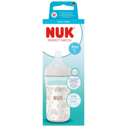 NUK Perfect Match Glass Bottle 230ml / 3m+ M Teat