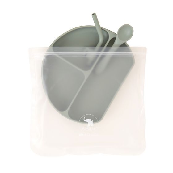 All4Ella Silicone Plate With Straw &amp; Spoon