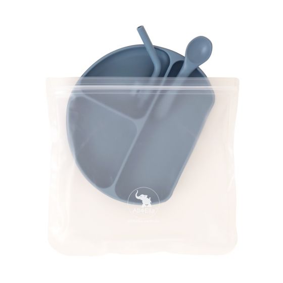 All4Ella Silicone Plate With Straw &amp; Spoon