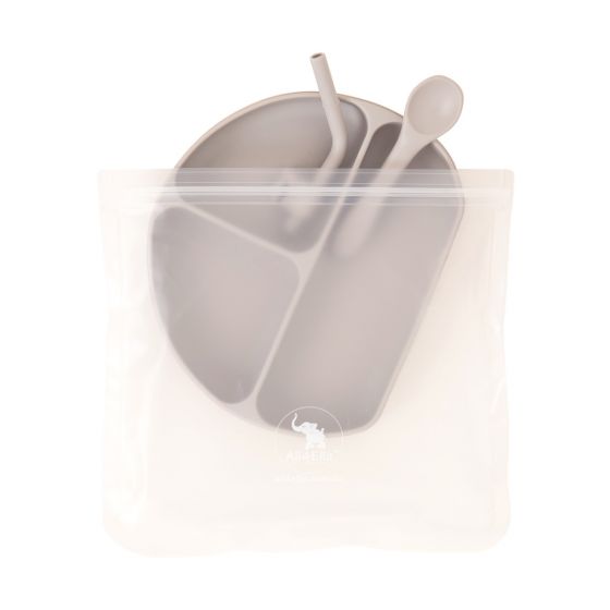All4Ella Silicone Plate With Straw &amp; Spoon