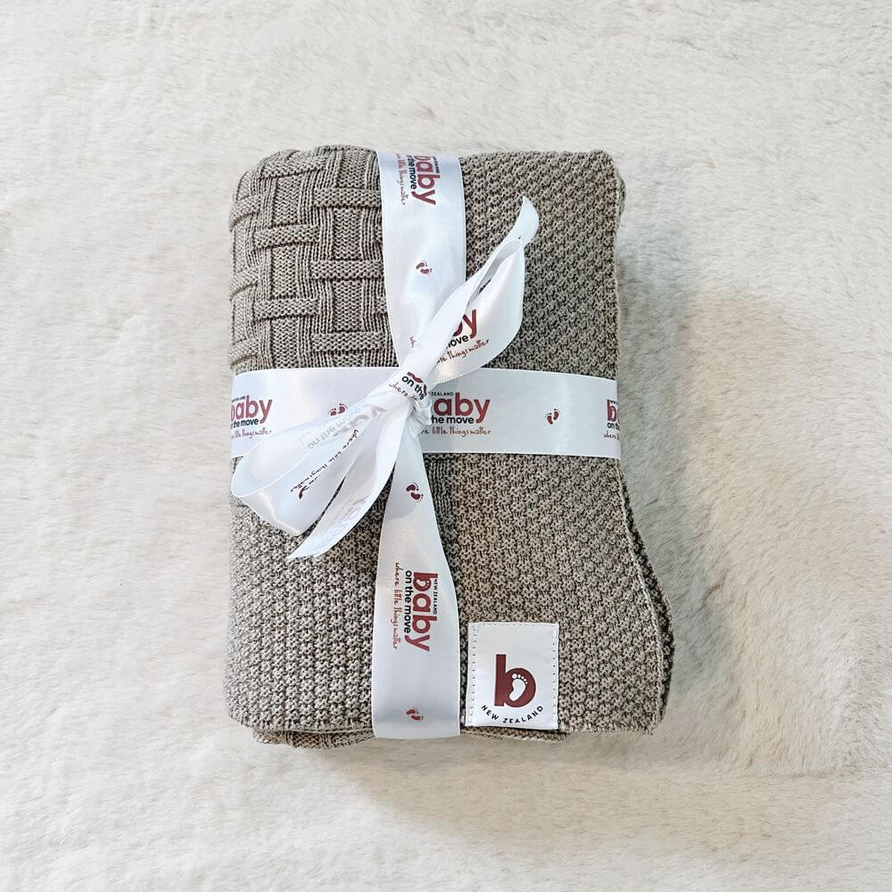 Baby On The Move Basketweave Merino Bassinet Blanket 90 x 90 cm