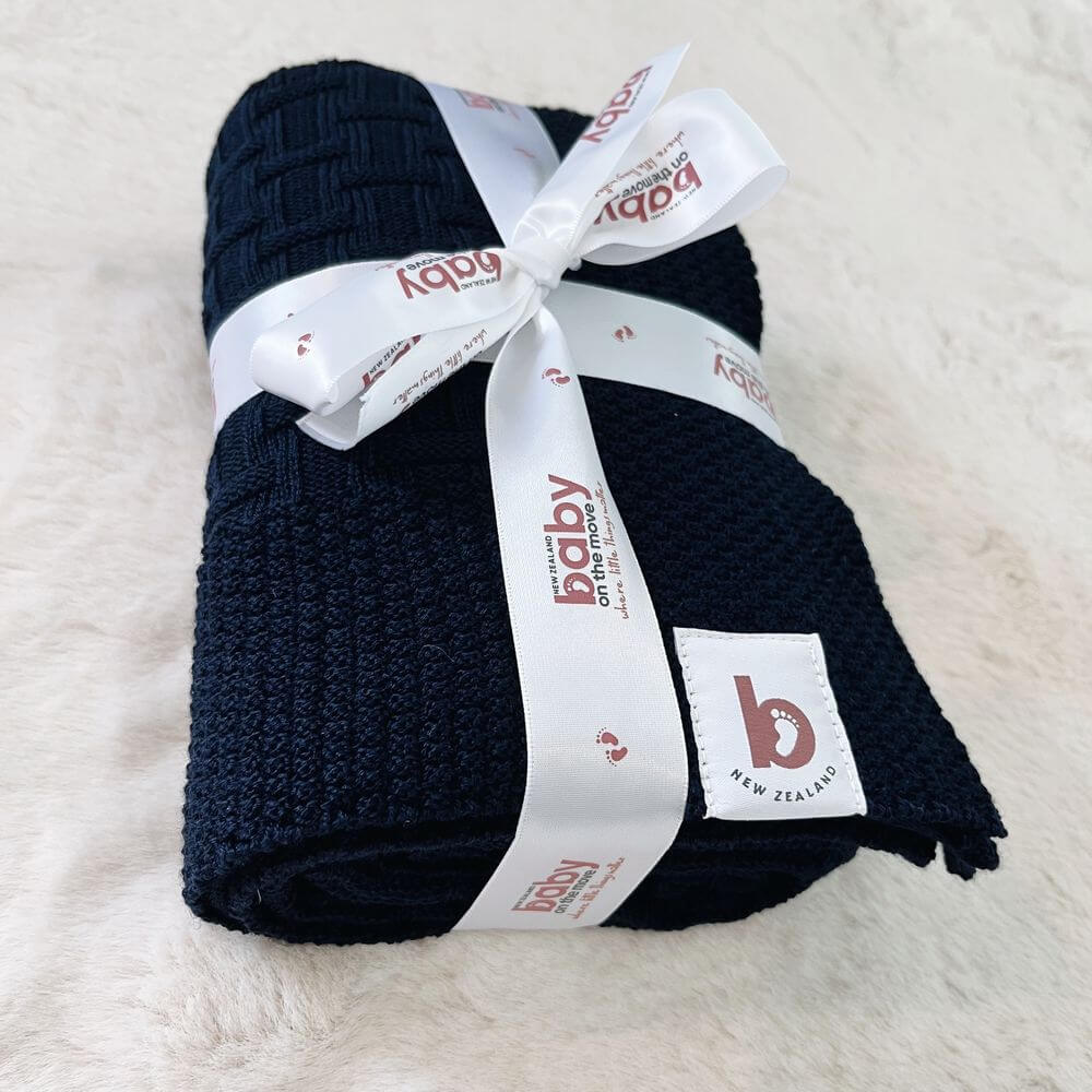 Baby On The Move Basketweave Merino Bassinet Blanket 90 x 90 cm