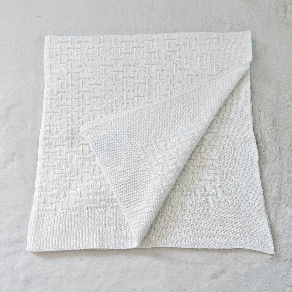 Baby On The Move Basketweave Merino Bassinet Blanket 90 x 90 cm
