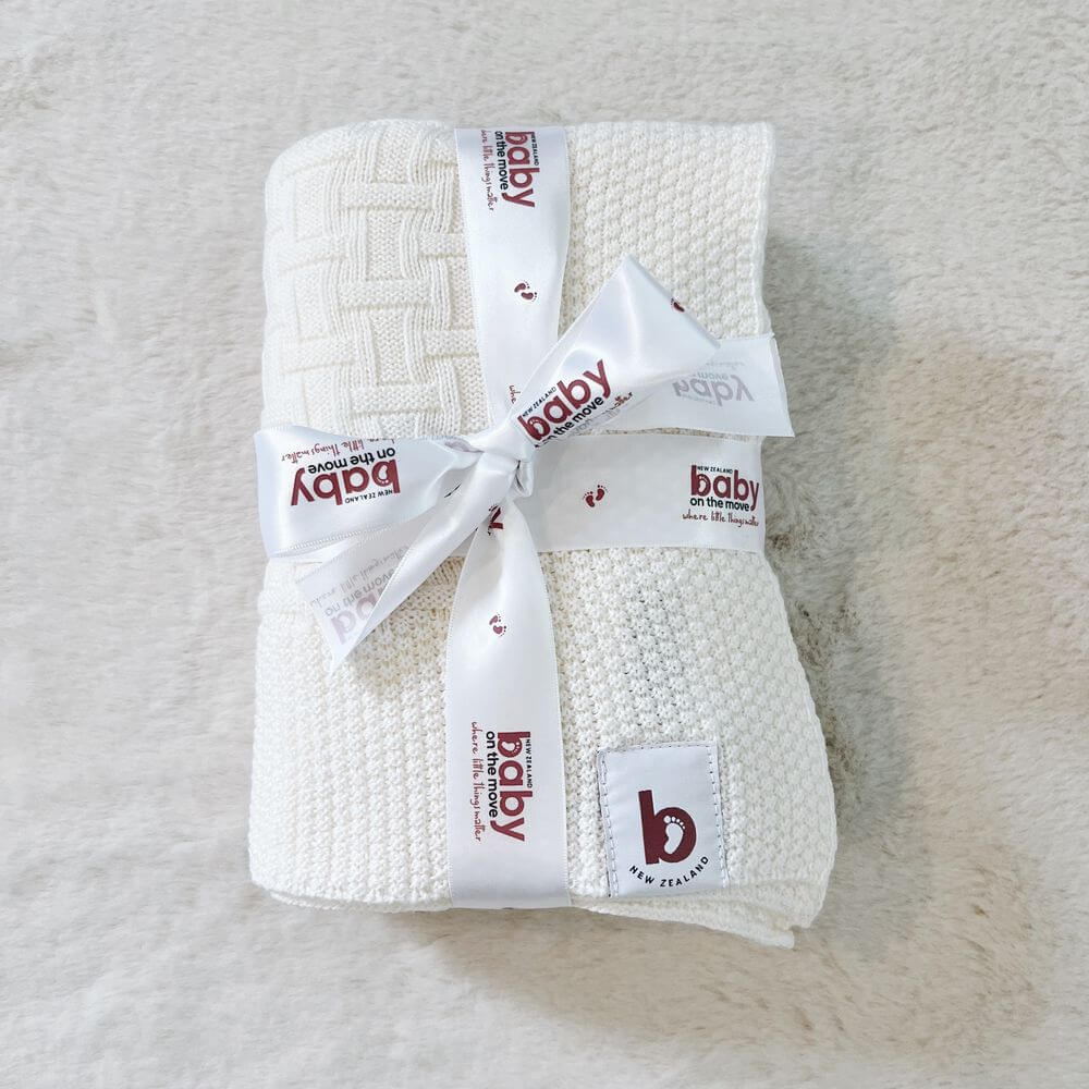 Baby On The Move Basketweave Merino Bassinet Blanket 90 x 90 cm