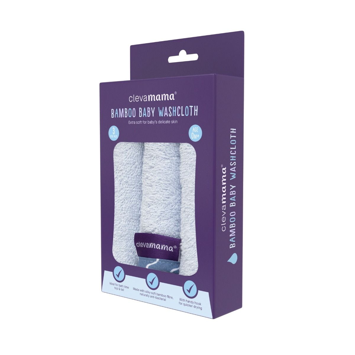 ClevaMama Bamboo Baby Washcloth 3pk