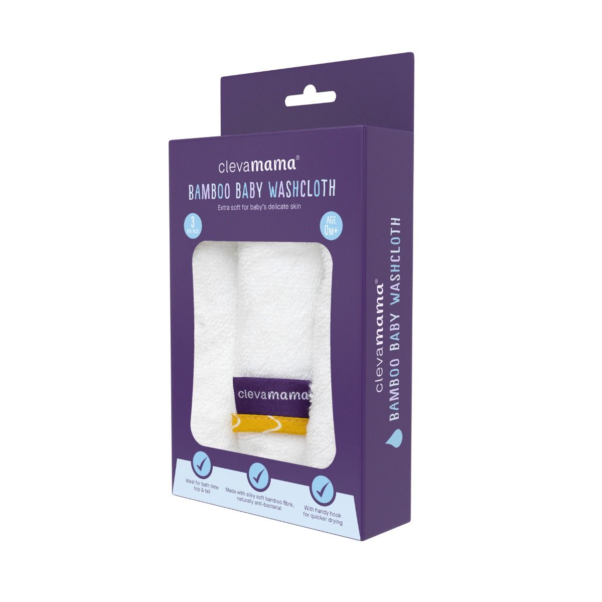 ClevaMama Bamboo Baby Washcloth 3pk