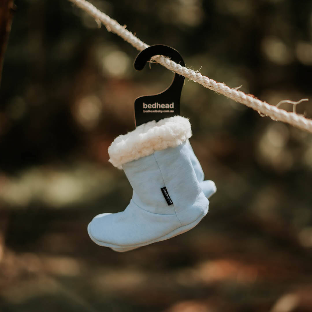 Bedhead Fleecy Winter Booties - Baby Blue Marle