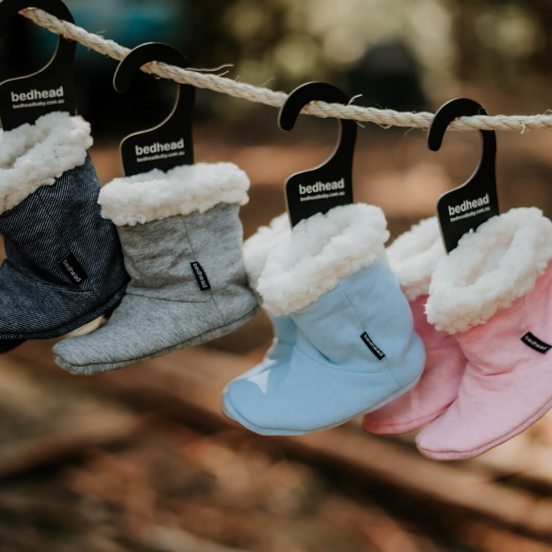 Bedhead Fleecy Winter Booties - Baby Blue Marle