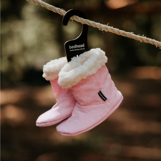 Bedhead Fleecy Winter Booties - Baby Pink Marle